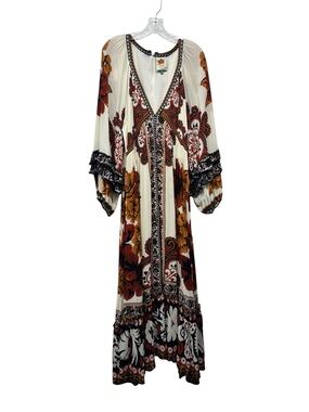 FARM Rio | Dresses | Farm Rio Longsleeve Vneck Jacquard Maxi Dress |  Poshmark